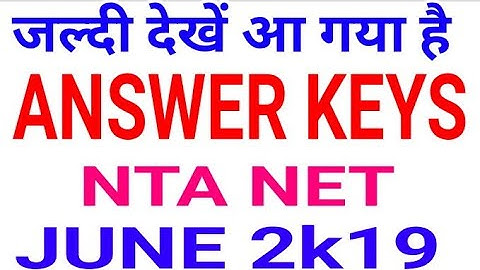 Answer keys ugc net June 2019