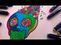 HOW TO DRAW MARKERS TOUCHFIVE | CHAMELEON MARKERS | RAINBOW SKULL