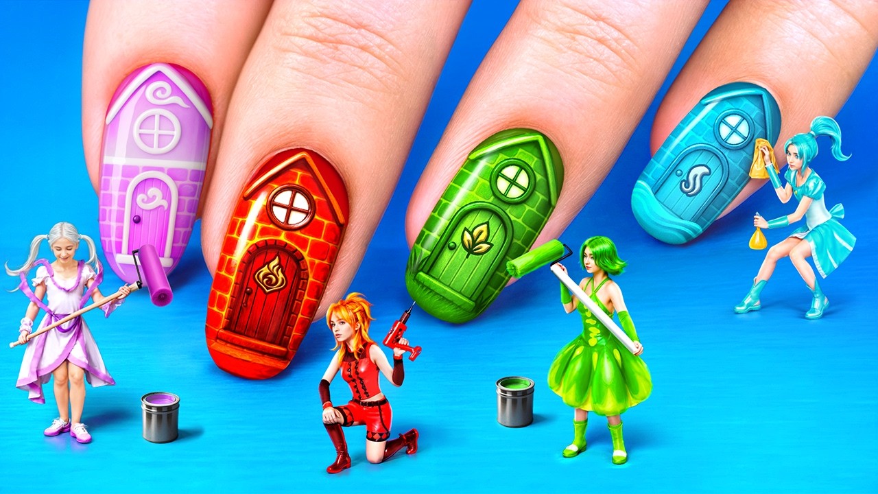 Four elements build a Tiny House! Earth Girl, Fire Girl, Air Girl and Water Girl in real life!