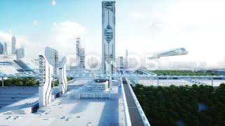 futuristic city town concept