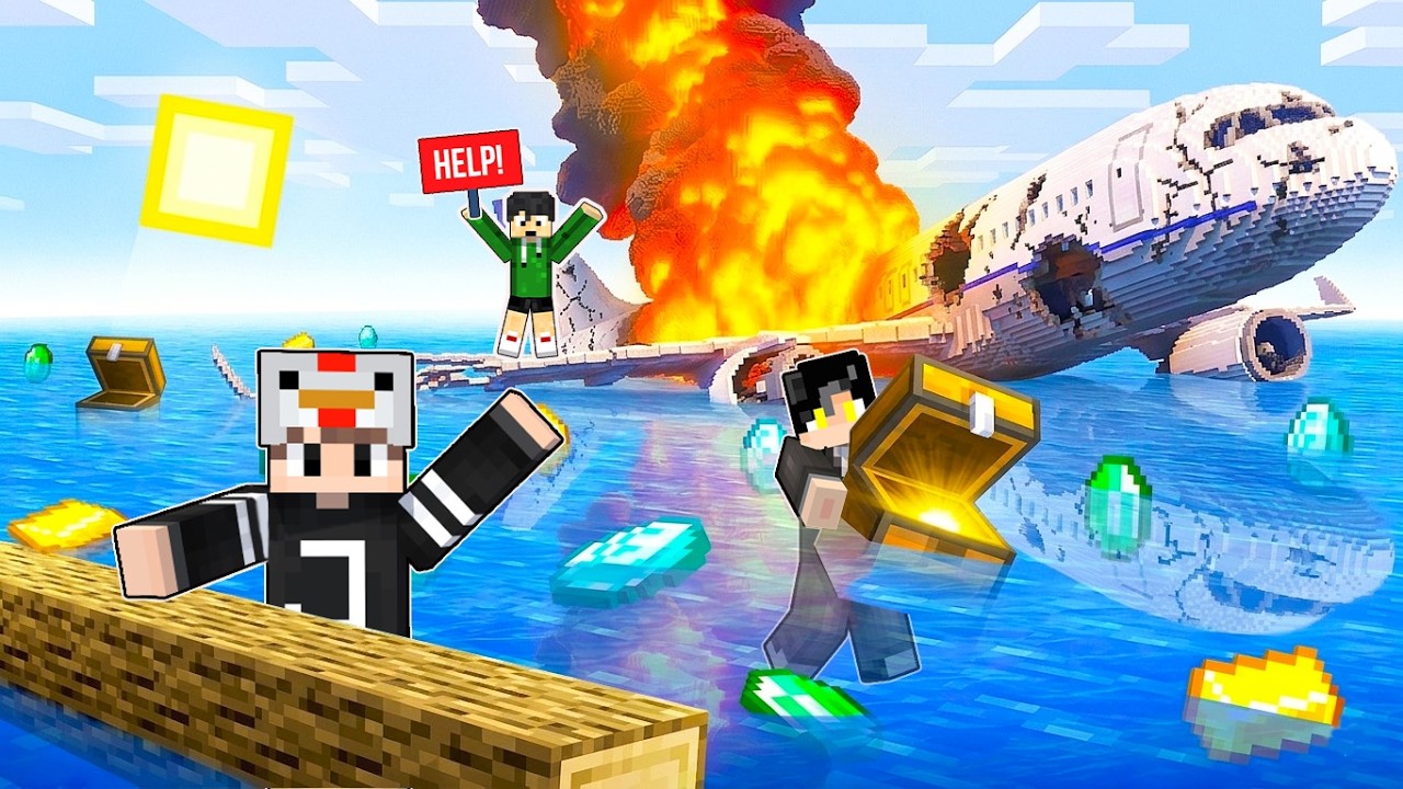 Can We Survive a Plane Crash In Minecraft!