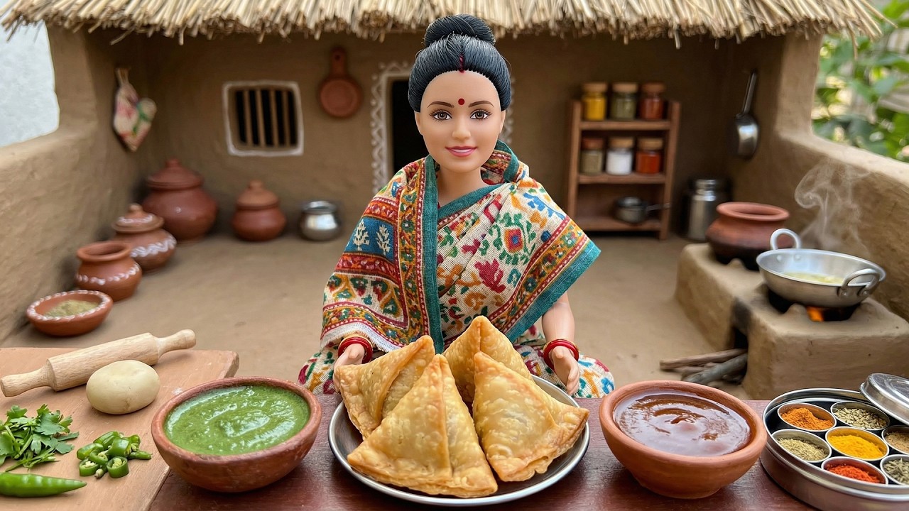 Miniature Doll Samosa From Garden to Frying Pan ASMR 🌿🍳 | Tiny Desi Village