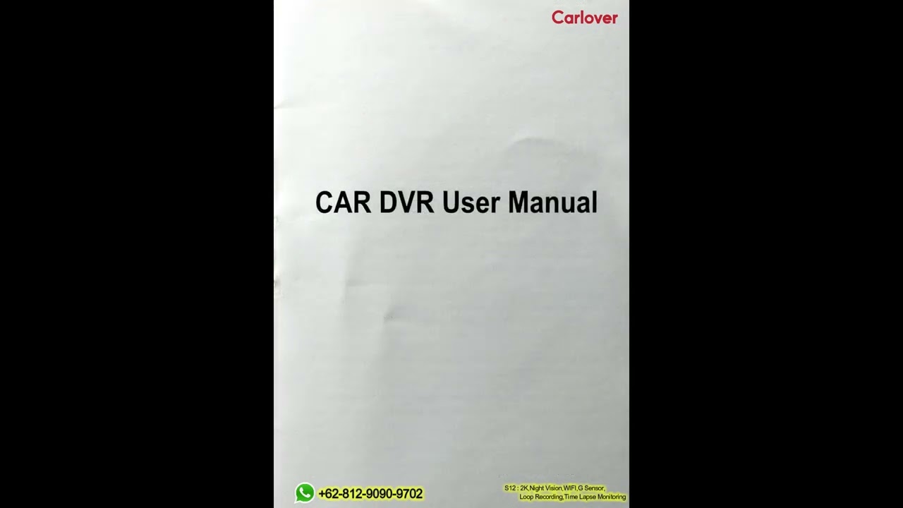 Dashcam CARLOVER S12 Manual Book