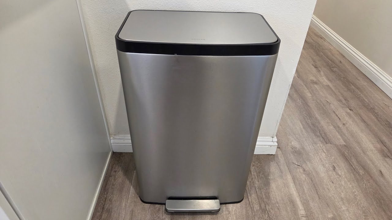 Kohler 13-Gallon Stainless Steel Step Trash Can, Stainless Steel, Quiet-Close Lid |QUICK OVERVIEW|