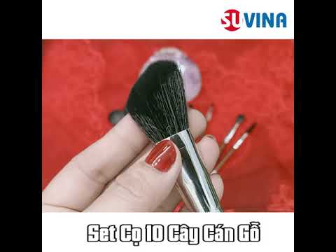 Set cọ 10 cây cán gỗ, cọ trang điểm, cọ makeup, dụng cụ trang điểm - 0983258655