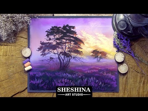 how-to-draw-a-sunrise-on-a-lavender-field-with-soft-pastels-🎨-landscapes