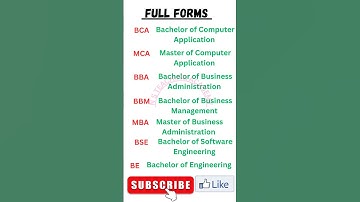 Full form of BBA। MBA। BCA। MCA। BBM। BE। BSE। #full #form #viral #youtubeshorts #shortsfeed #shorts