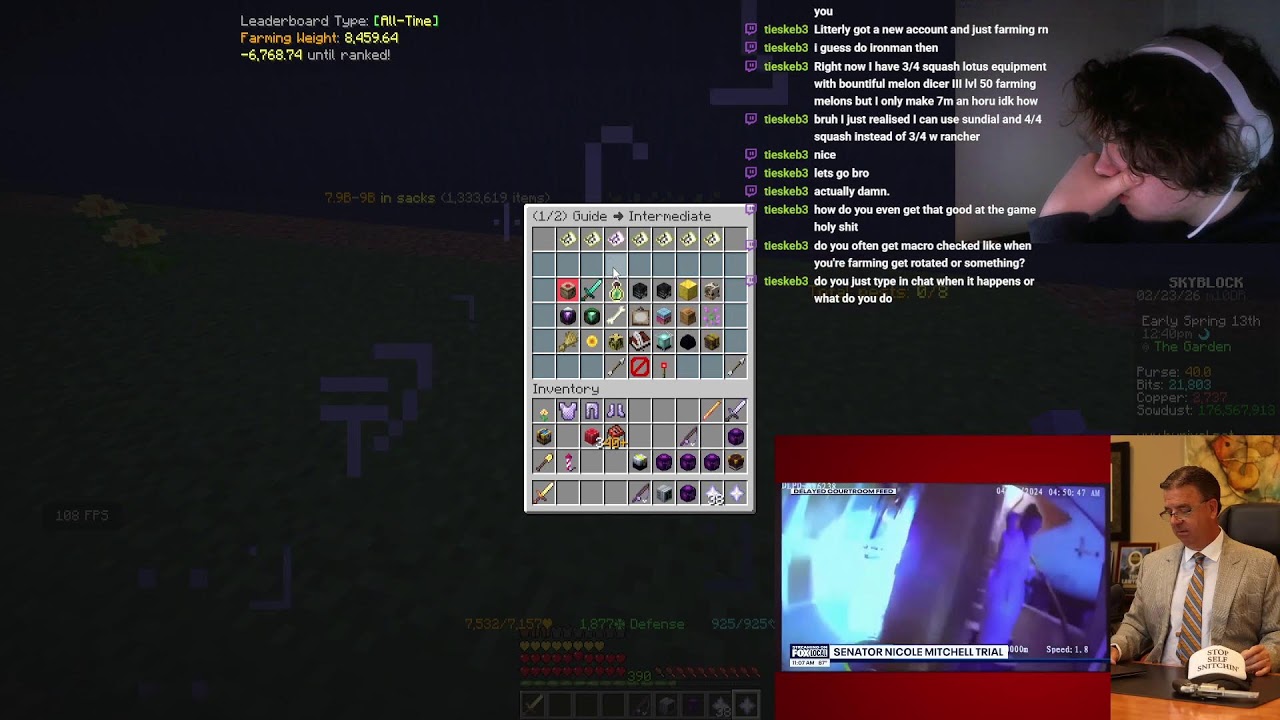 FARMING ON ALT BECAUSE VINCENT DYE SUCKS **** ( Hypixel Skyblock Ironman ) Day 72/365