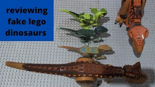 reviewing fake Lego dinosaurs