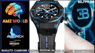 Review Bugatti Carbone Limited Edition 46 mm AMOLED Display Water-Resistant Smartwatch, Amazon