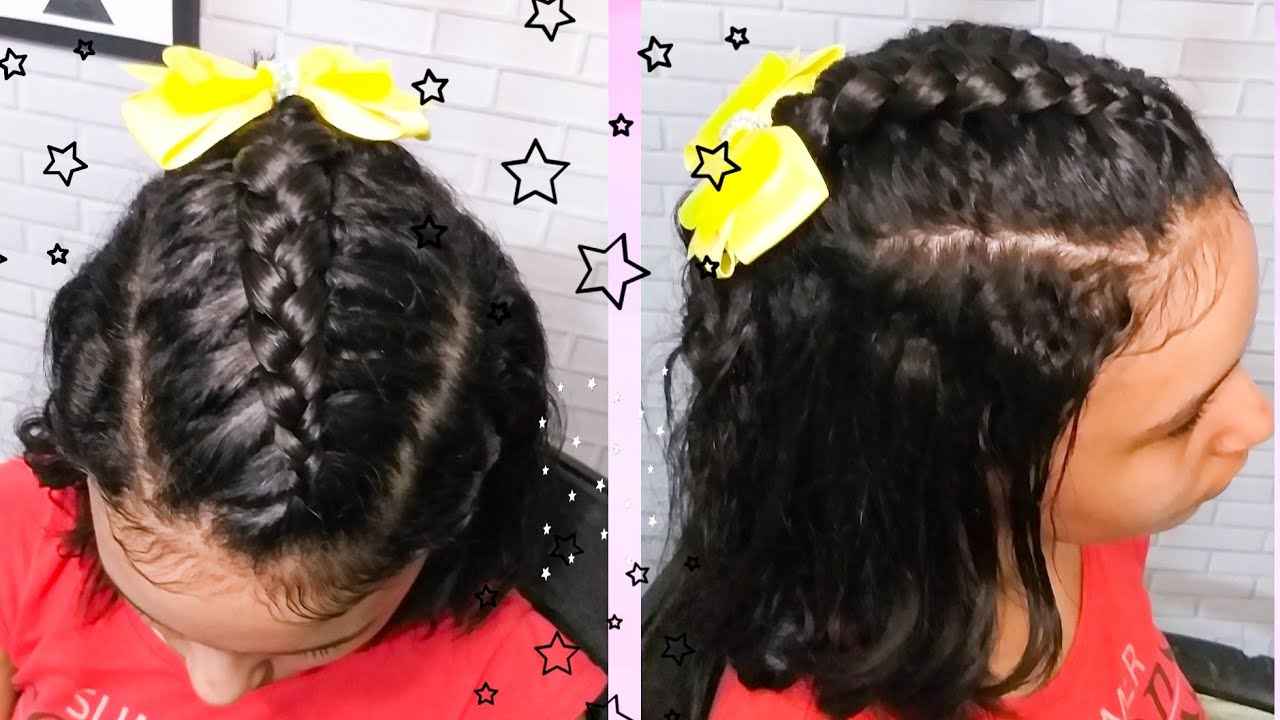 Penteado infantil fácil com trança embutida cabelo curto#110 - YouTube