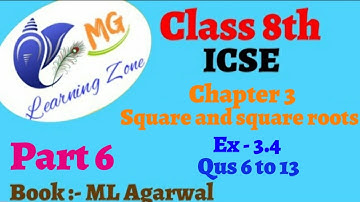 Class 8th | Ch 3 | Squares and Square Roots | Ex 3.4 Qus 6 to 13