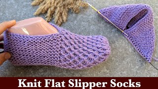 Viola Flat Knit Slipper Socks || TwoNeedles Knit Socks