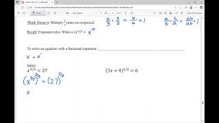 ColAlg 1-8-6 Rational Exponent Equations
