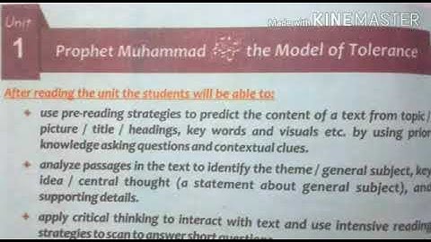 Unit# 1 Prophet Muhammad (S.A.W) the Model of Tolerance (Urdu translation) p1 Grade 9