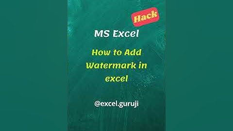 Add watermark in excel #shorts