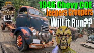 Will it run after 60 years?? 1946 Chevy COE Jeepers Creepers truck! Barn fresh from Big Sky Montana