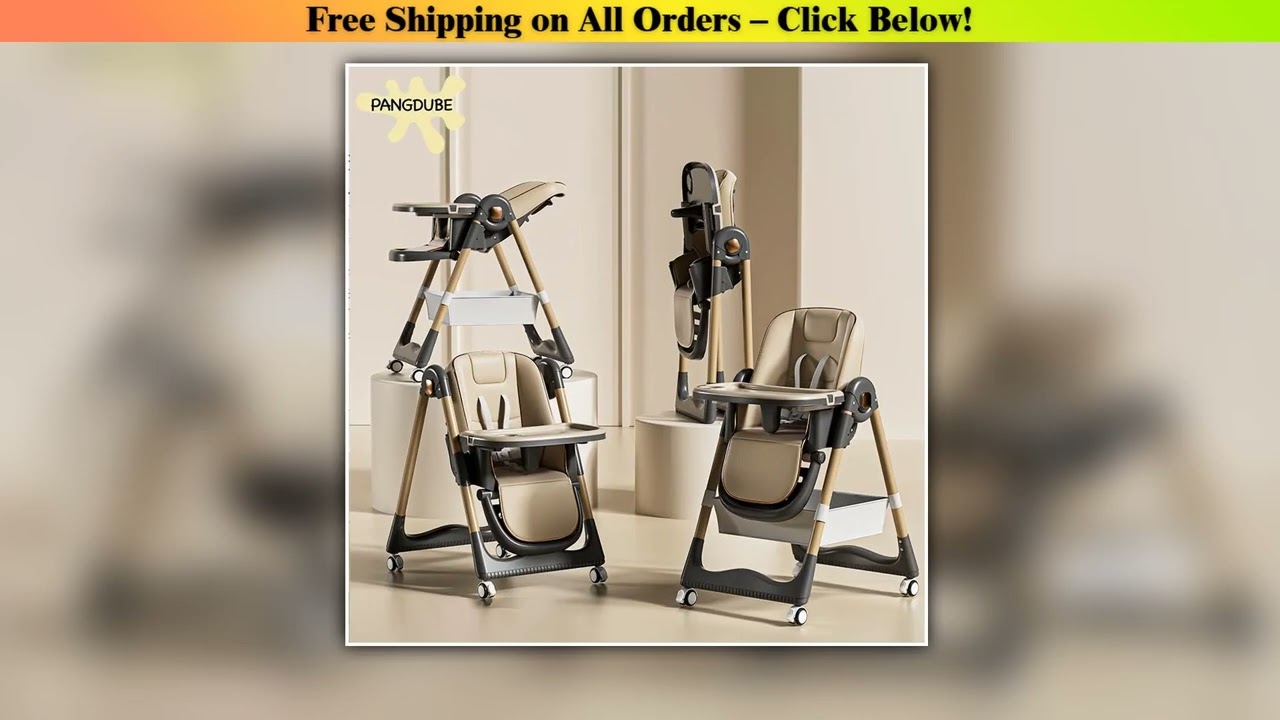 PANGDUBE Baby High Chair Reclining Foldable Dining Chair with Wheels Baby Feeding Chair Height