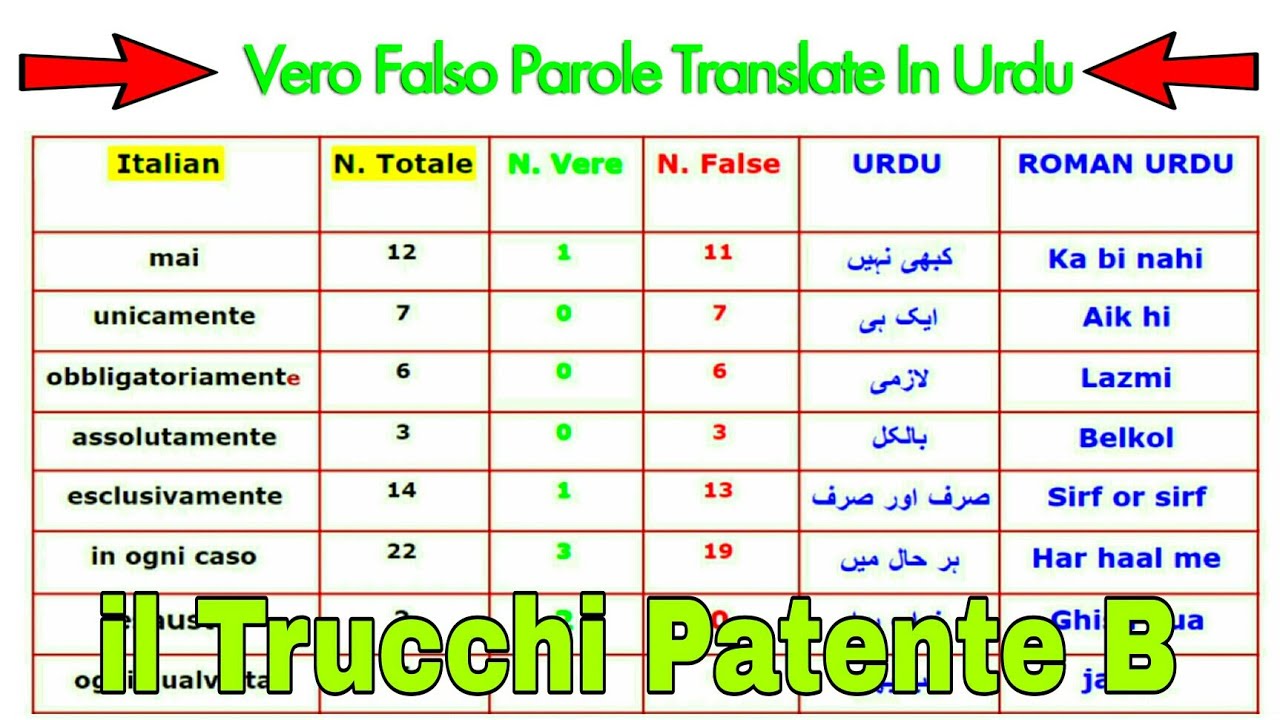 Patente B Tricks || Vero Falso Parole Per Voi || il Trucchi patente b in Urdu | Punjabi | hindi