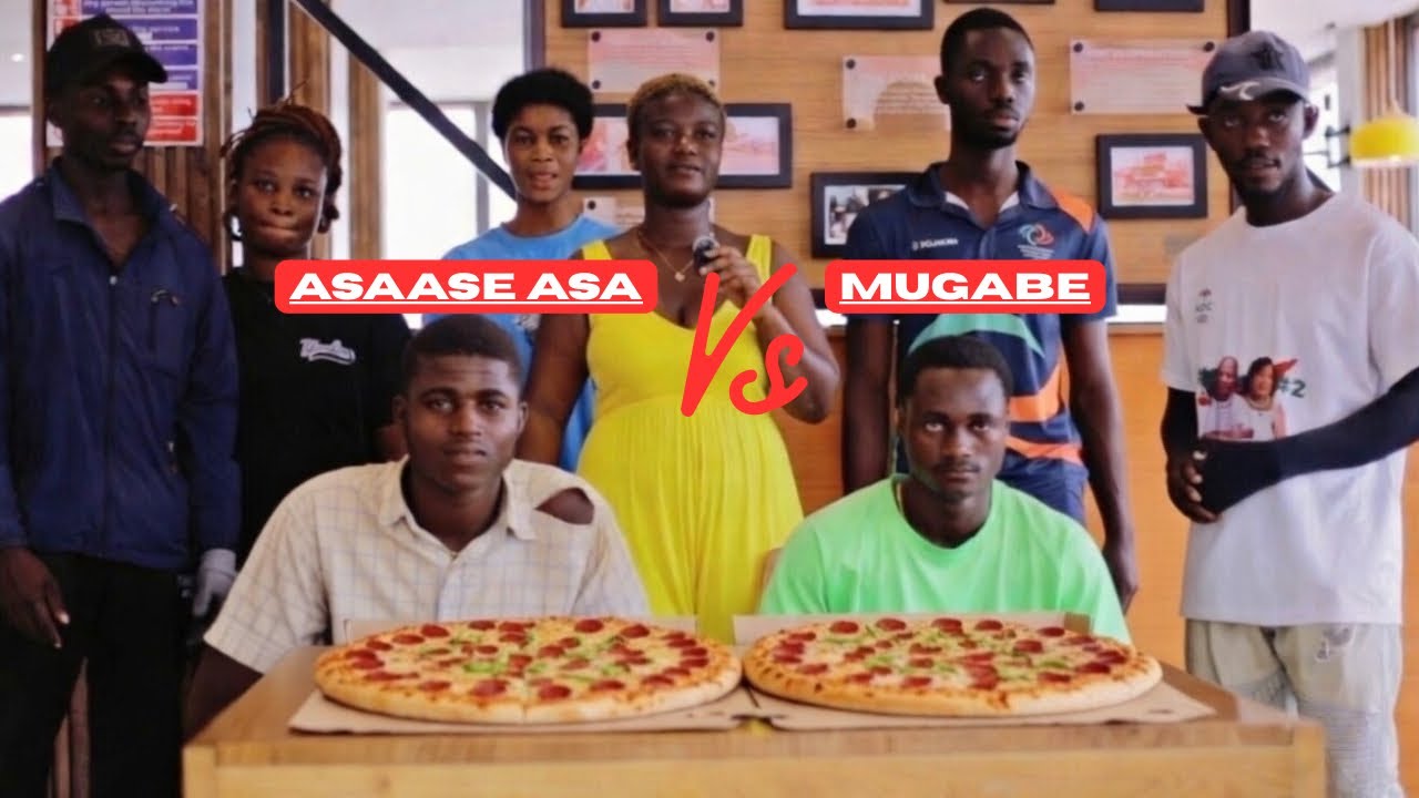 Pizza Eating Competition at Pizzaman Chickenman in Ghana for ¢100.