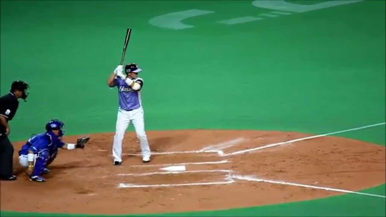 バッティングフォーム 左 2015/06/12 日ハム 大野奨太 タイムリーヒットで満面の笑み