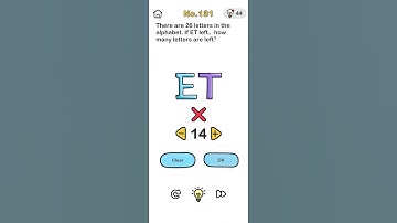 Brain Out Game There are 26 letters in the alphabet If ET left,how many letters are left? level 131
