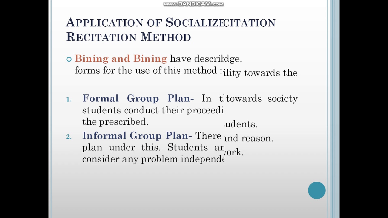 Teaching of social studies, socialized recitation method - YouTube