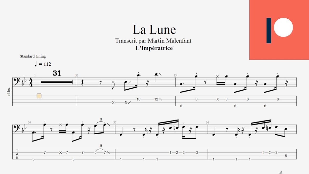L'Impératrice La Lune (bass tab) YouTube