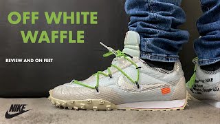 off white nike waffle racer on feet