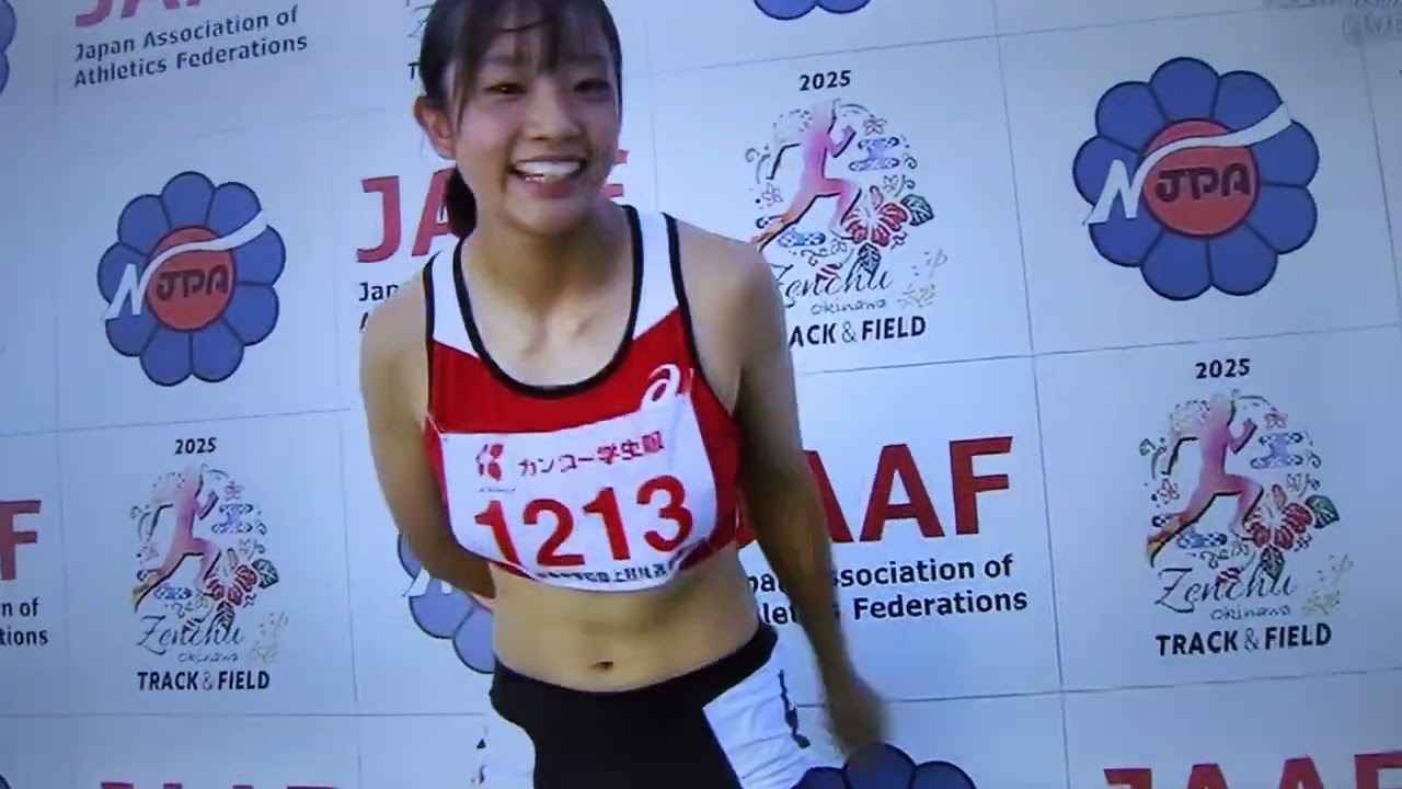 今日の中学生陸上競技大会　１００m決勝　岡嶋莉子さん優勝