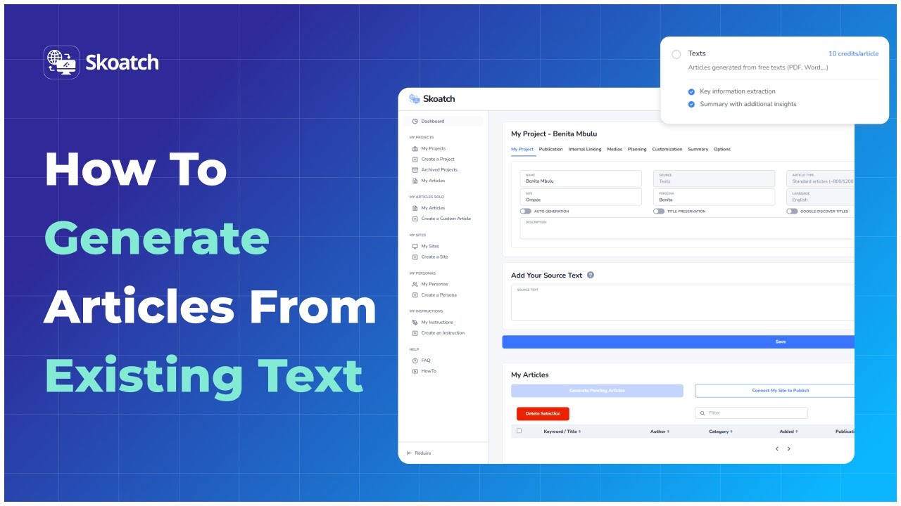 Existing Text How To Generate Articles from an Existing Text - YouTube