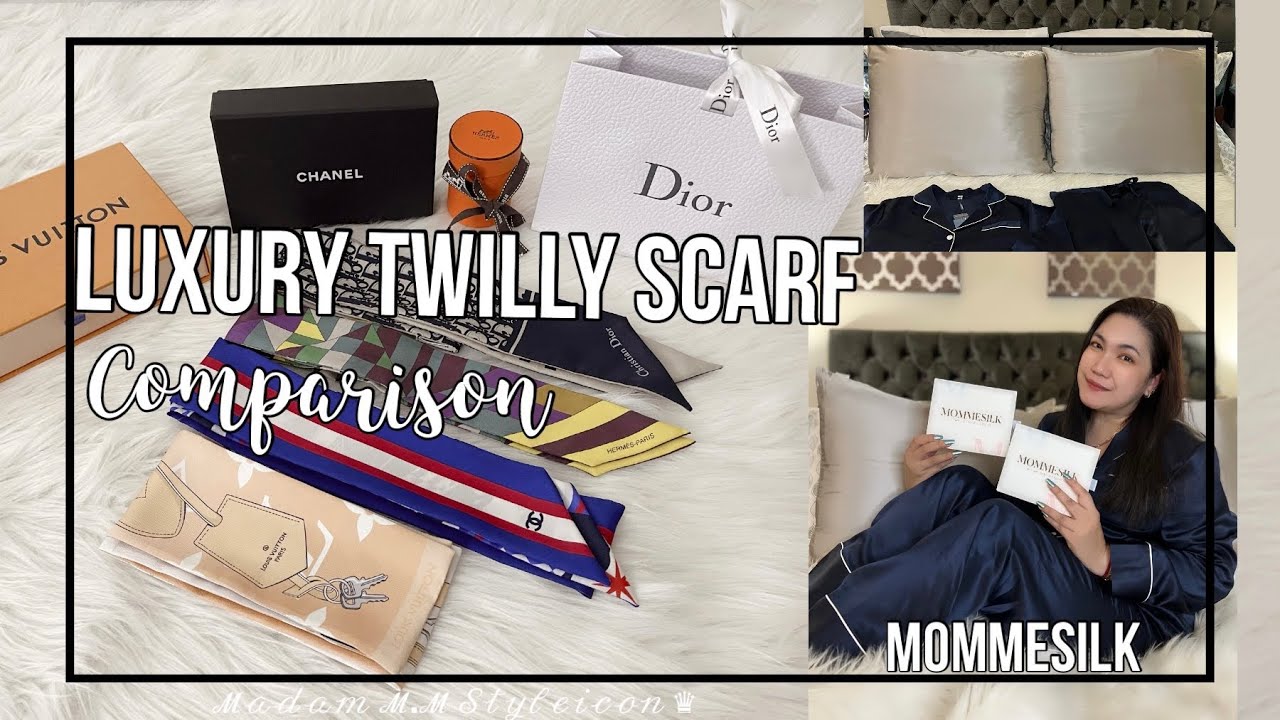 LUXURY TWILLY SCARF COMPARISON (CHANEL, HERMÈS, DIOR u0026 LV)+ MOMMESILK  PILLOW CASES u0026 PAJAMAS | ℳ.ℳ ♛ - YouTube