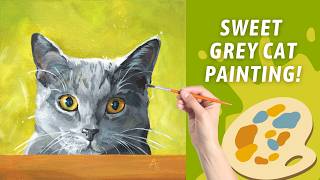 Watch This Grey Cat Come to Life in Acrylic Paint | The Eyes Changed Everything!