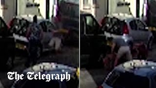 video: Shocking moment pub landlord punches elderly neighbour in row over 'smelly' bins