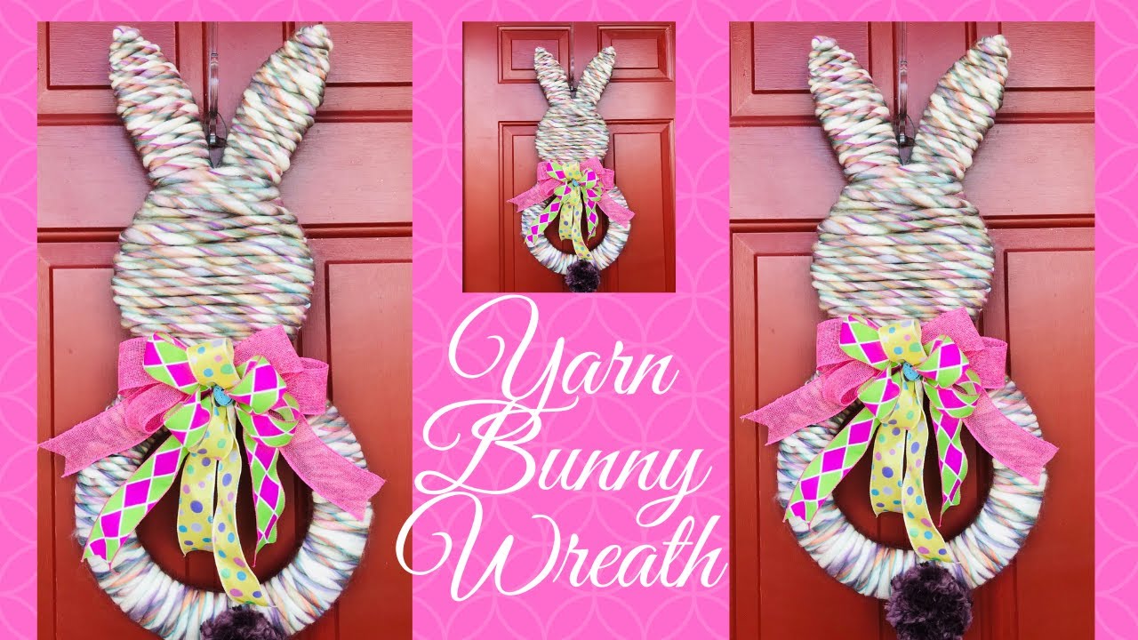 1 Dollar Tree Fluffy Yarn Easter Bunny Wreath DIY Spring 2021 Crafts 🐇