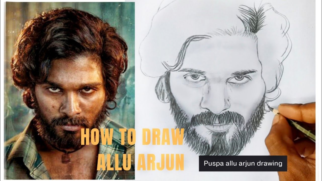 How To Draw Allu Arjun Pushpa Raz Simple Pencil Sketch Pushpa Allu