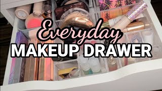 WHAT'S IN MY EVERYDAY MAKEUP DRAWER?! ORGANIZATION + REVIEWS