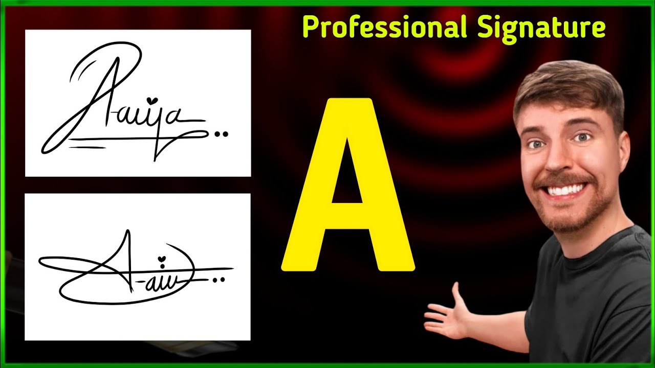Very attractive signature style for 'A' letter || How to sign with 'A ...