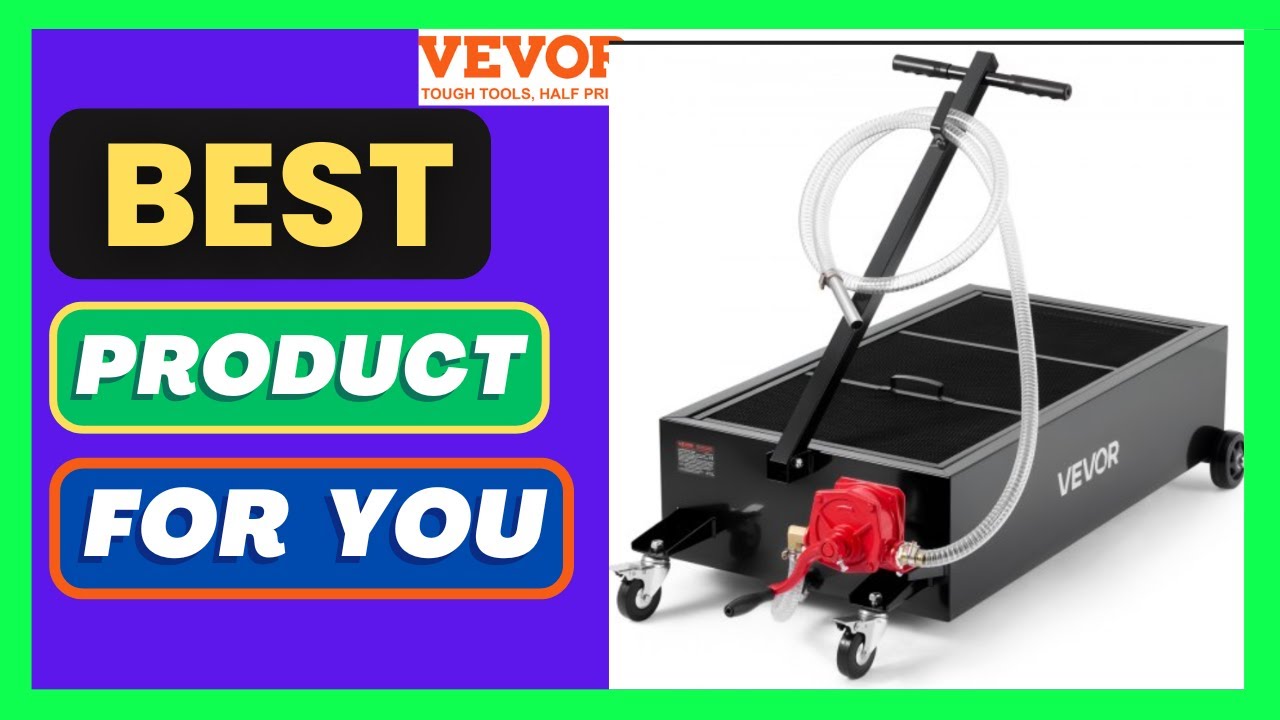 VEVOR Low Profile Oil Drain Pan, 25 Gallon Capacity, Rolling Oil Drain Pan with Manual Pump,