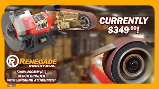 Renegade Industrial 500W 200Mm 8 Bench Grinder With Linishing Attachment - Ribgld