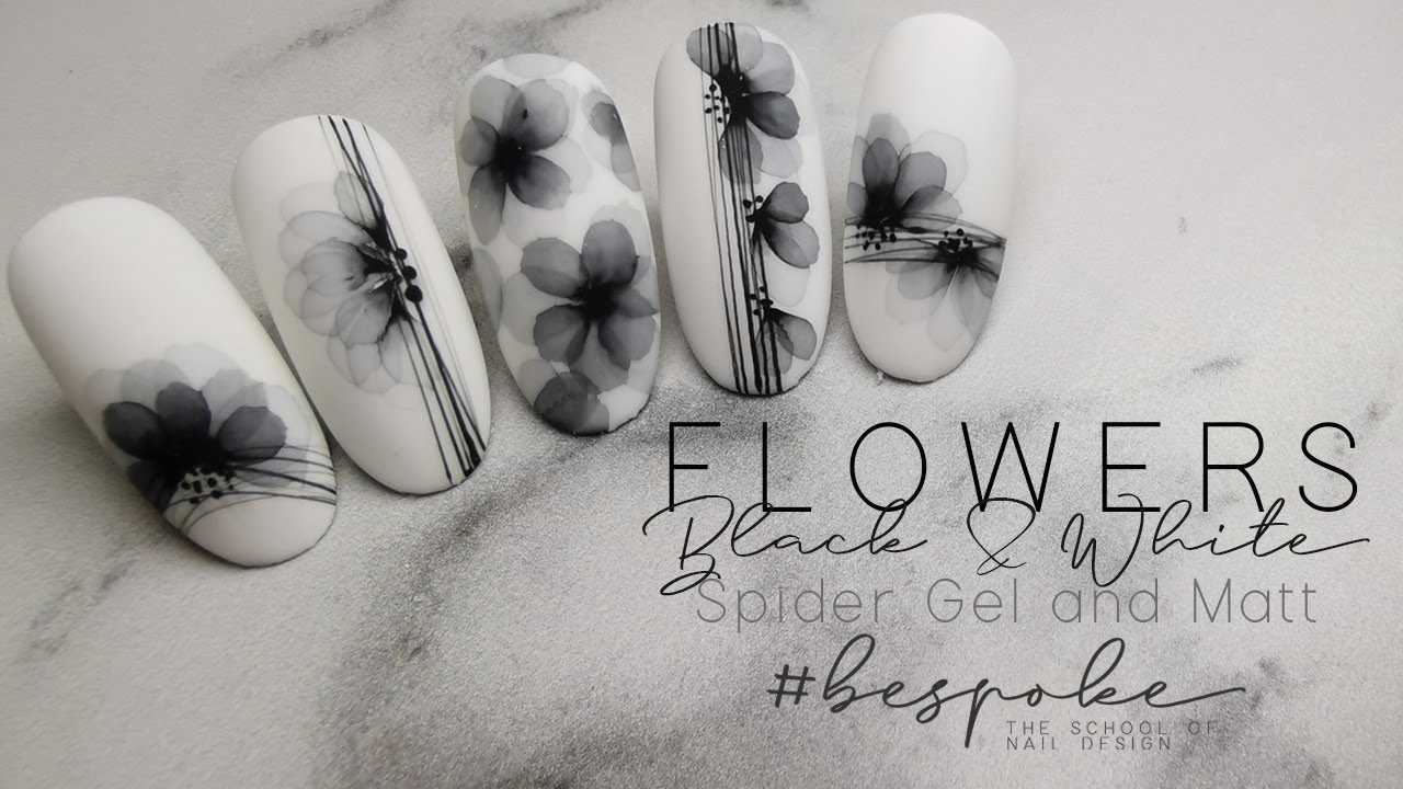 NAIL ART TUTORIAL  I  Black Watercolor Flowers #2