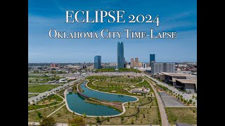 Oklahoma City 2024 Eclipse Aerial Time-Lapse Over Scissortail Park By Drone.