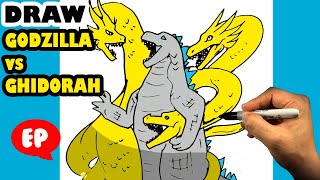 How to Draw GODZILLA vs KING GHIDORAH