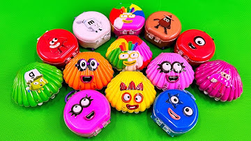 Digging Numberblocks in Seashell SLIME, Suitcase with CLAY Coloring! Satisfying ASMR Videos