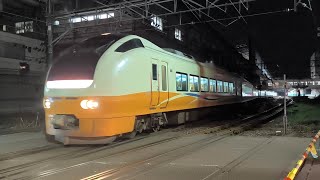 [はまなす編成の3号車クーラー故障の影響で急遽代走へ]団9030M E653系 U-104編成 長岡発長岡まつり大花火大会号上野行の団体列車 団体列車が21分遅れて殿町踏切を通過するシーン