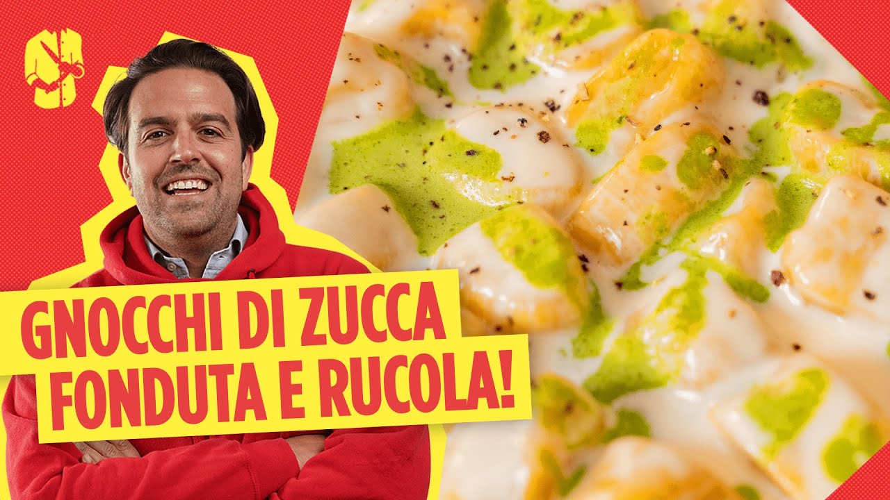 Gnocchi di zucca con fonduta di Castelmagno e salsa di rucola