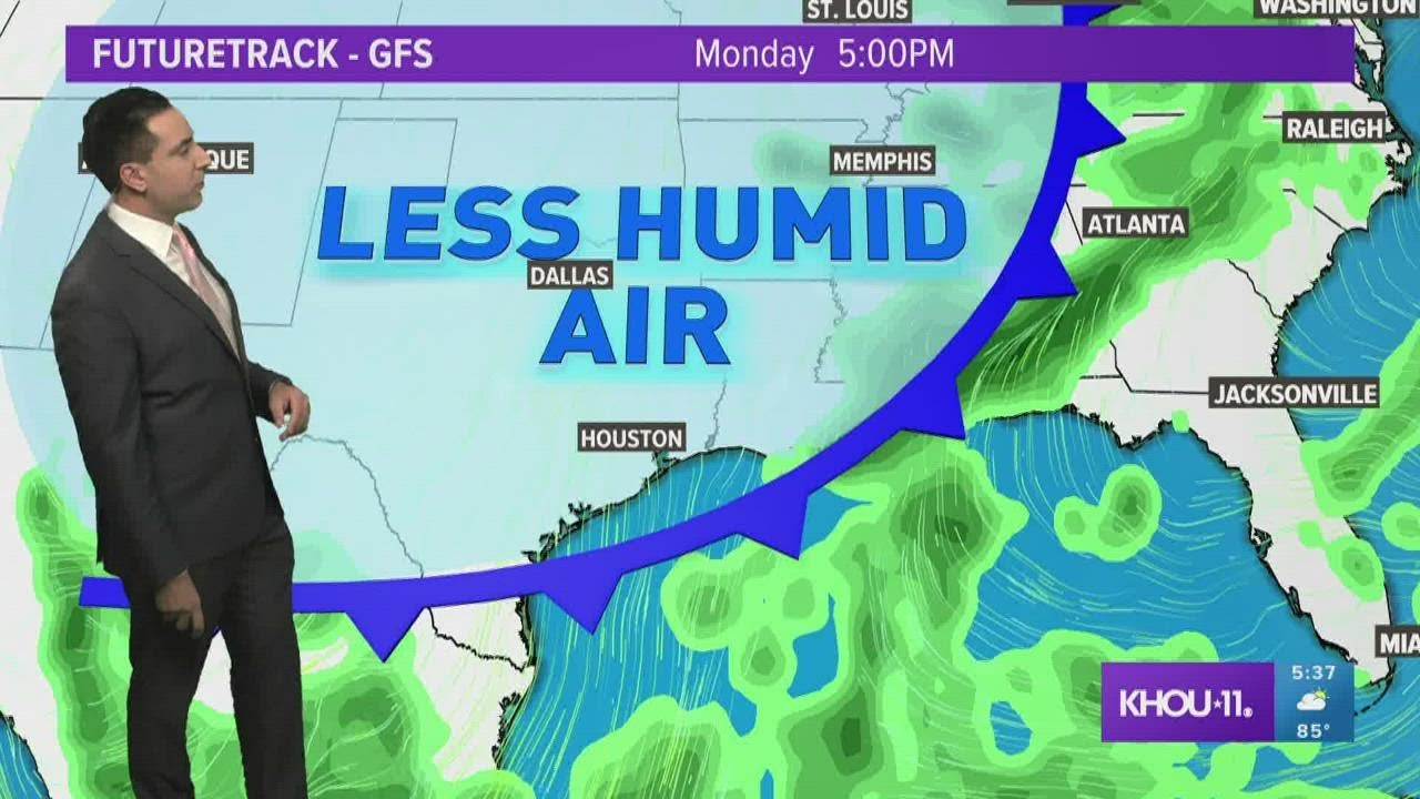 Houston forecast Isolated storms diminish; front drops