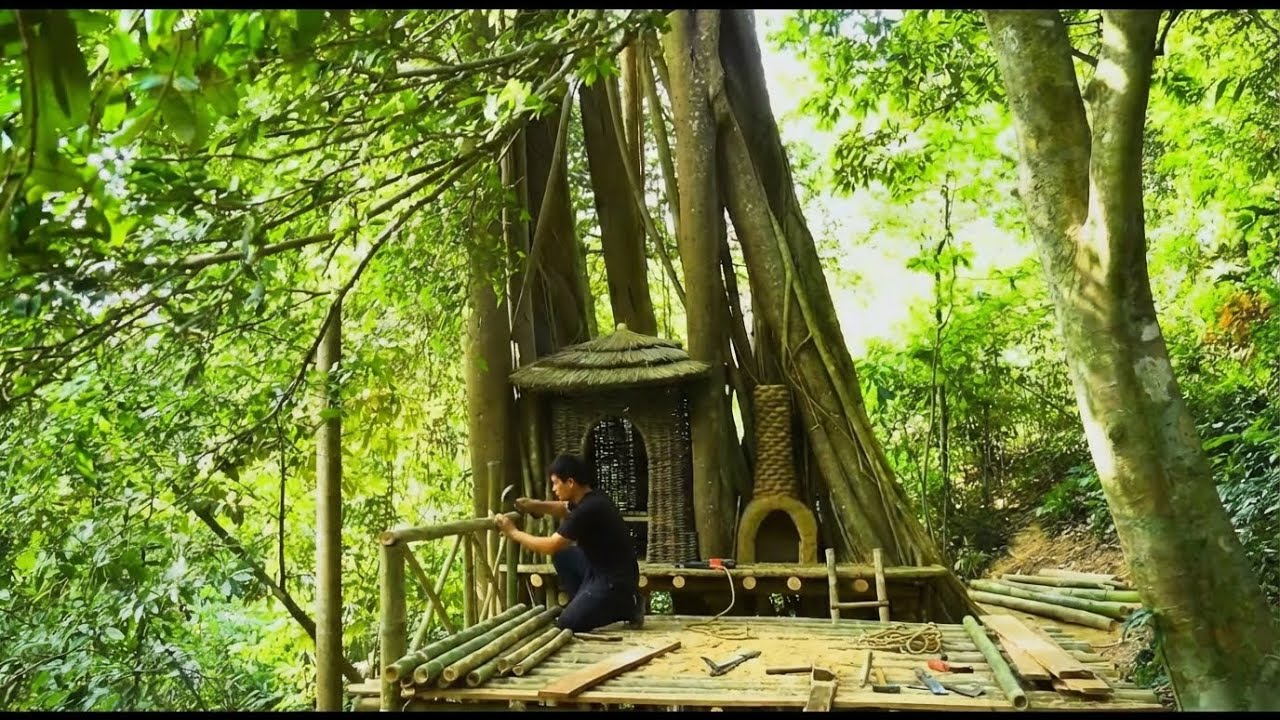 Solo Survival Building a Dream Treehouse with No Nails (Primitive Skills)
