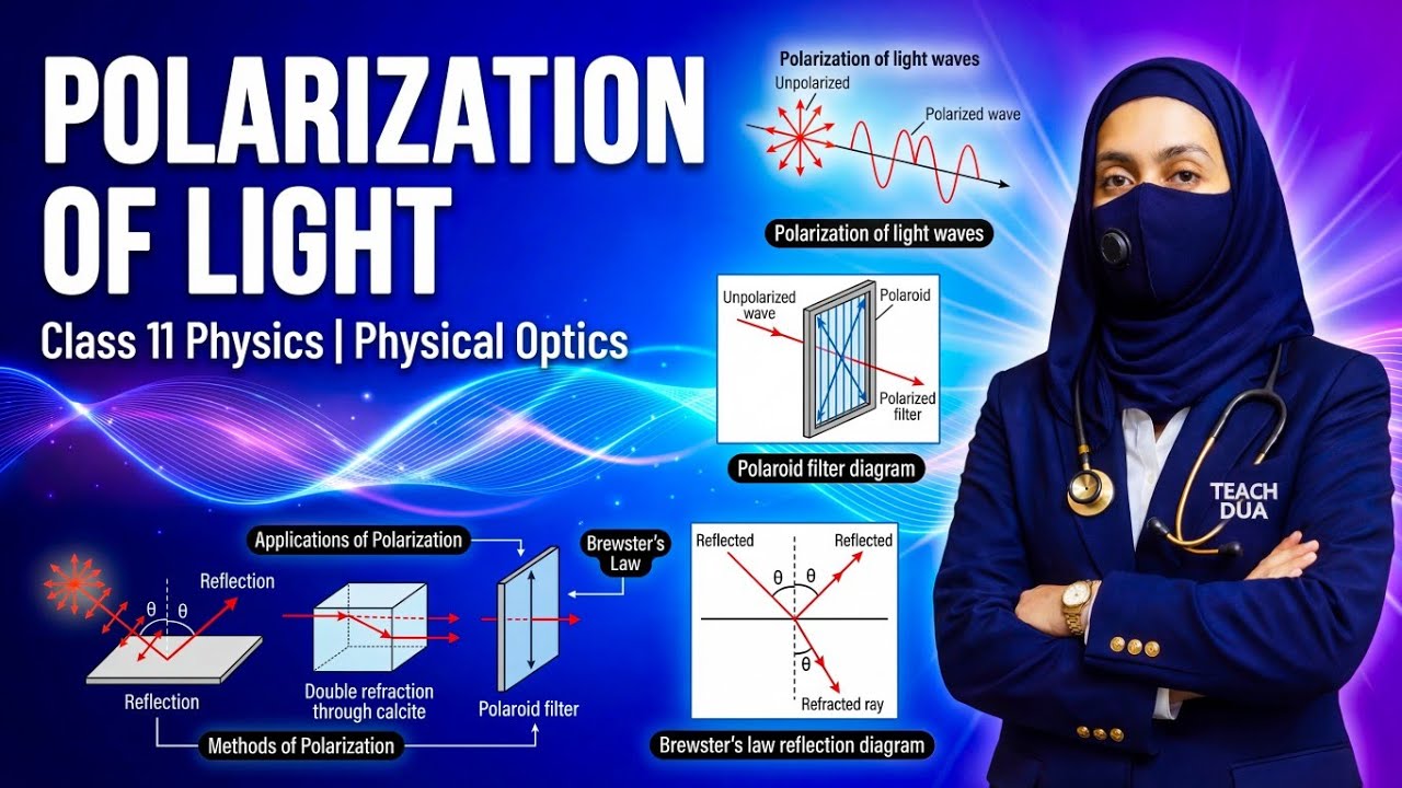 🔥 Polarization of Light | Class 11 Physics Chapter 13 Physical Optics | Methods, Brewster’s Law