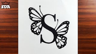 how to draw a beautiful S❤️ letter with pencil || simple drawing video screenshot 5